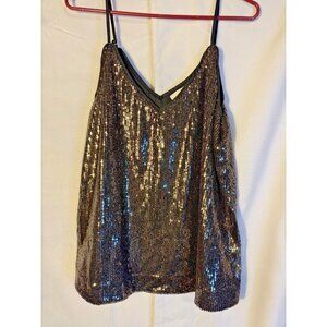 Sparkle Date Night Sequins Bling Cami Top Sexy Hot Womens Size Large L NYE